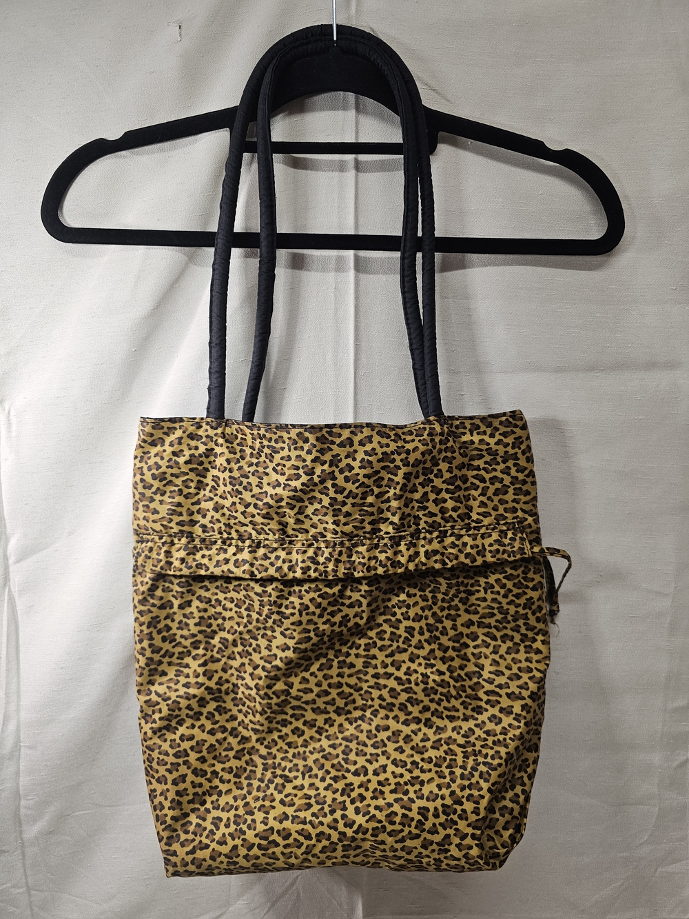 Leopard Print Tote Bag with Black Handles